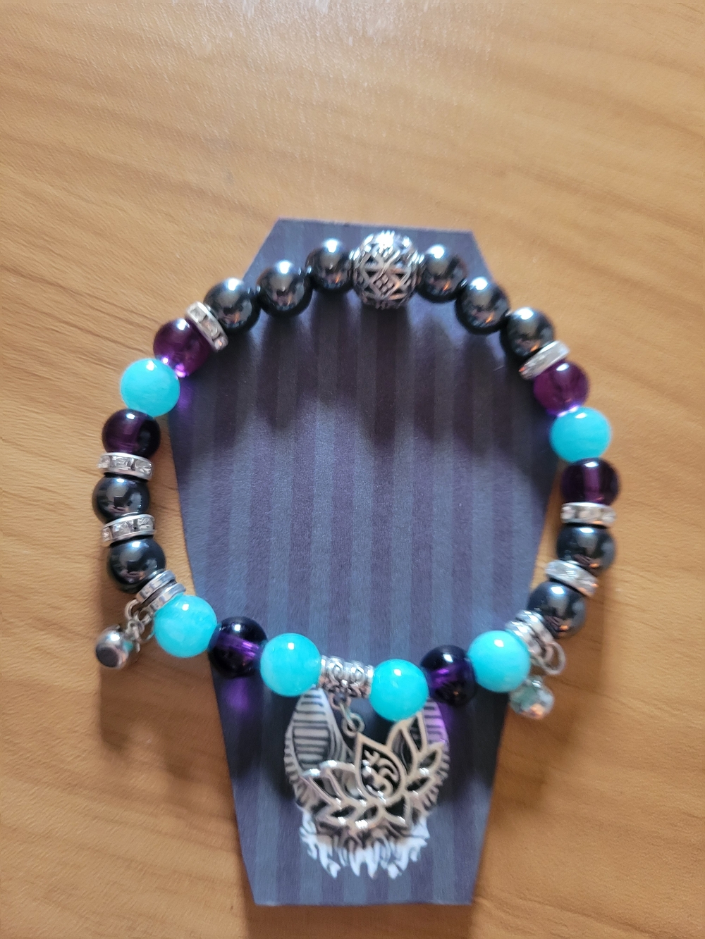 💐NEW💐Beaded  Natural Stone  Lotus Charm Bracelet